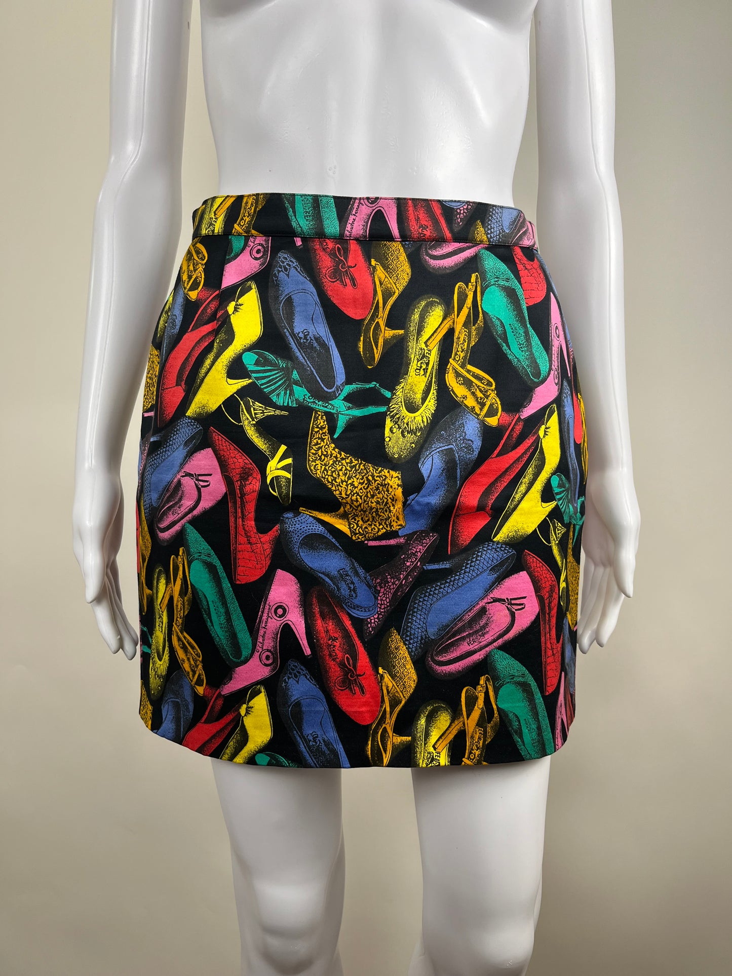 Rare Salvatore Ferragamo Spring/Summer 1991 Shoe Print Skirt