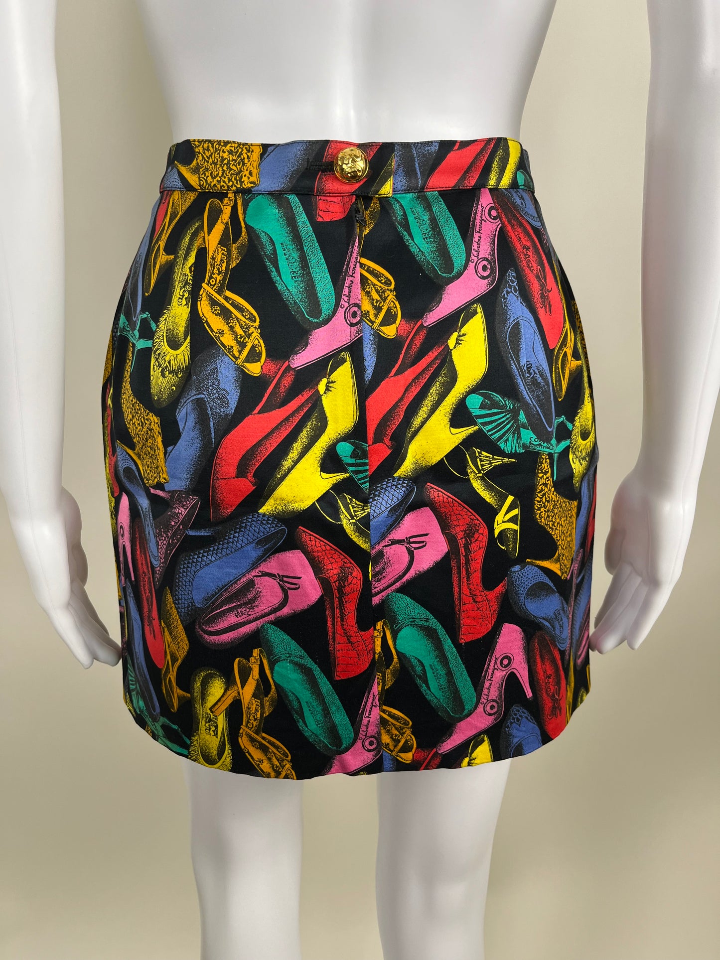 Rare Salvatore Ferragamo Spring/Summer 1991 Shoe Print Skirt