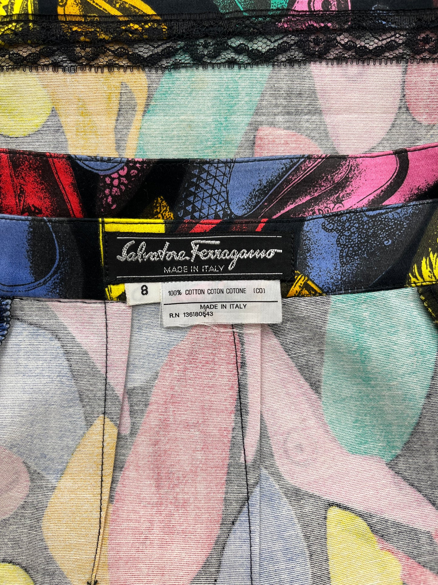 Rare Salvatore Ferragamo Spring/Summer 1991 Shoe Print Skirt